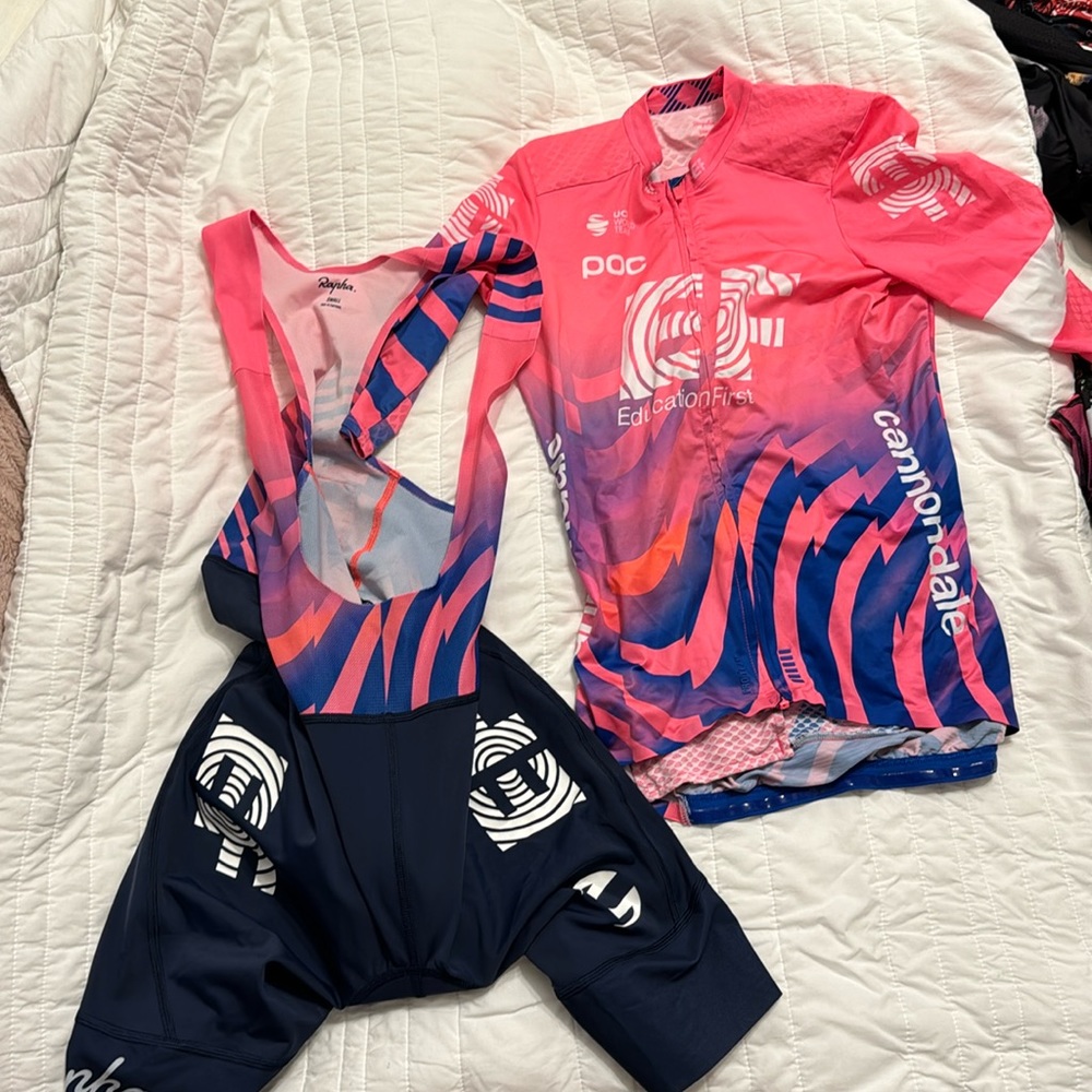 Rapha pro cycling kit. Education first. Size small